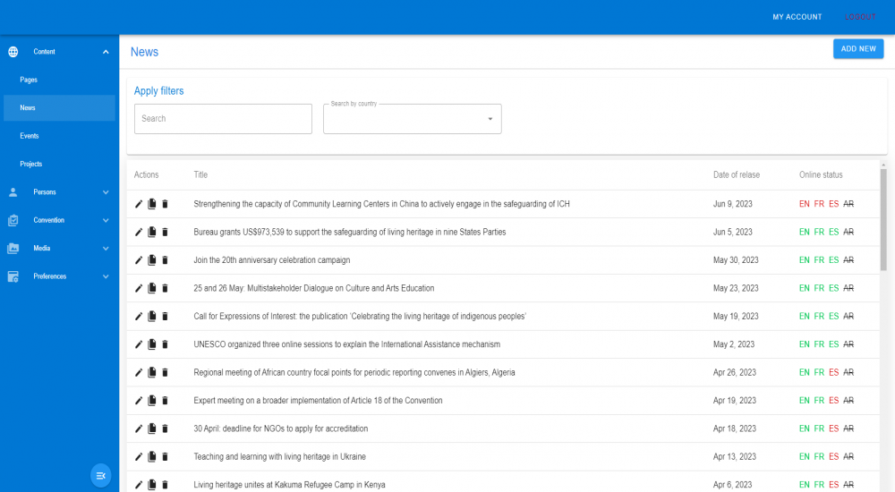 UNESCO Docs and Events Manager
